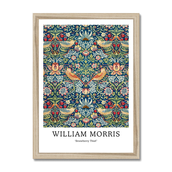 Buy William Morris framed prints in A2, A3 and A4 sizes from Arty Stuff, the Wall Art Store. Morris's vintage nature-inspired green, blue and red Strawberry Thief framed print design is a great gift for people who love their home, to add a pop of colour, and as a gift for mums, sisters and friends. Available in black, natural and white frames.